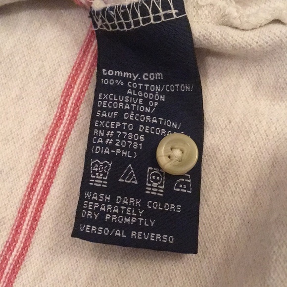 Vintage Cream and Red Striped Tommy Hilfiger Polo - Picture 7 of 8